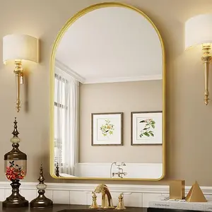 Antok 22"x30" /24"x36" Bathroom Mirror, Bathroom Vanity Mirror Metal Framed, Wall-Mounted Mirrors for Bedroom, Living Room, Entryway, Hallway, Black/Gold/Silver, Arch Style