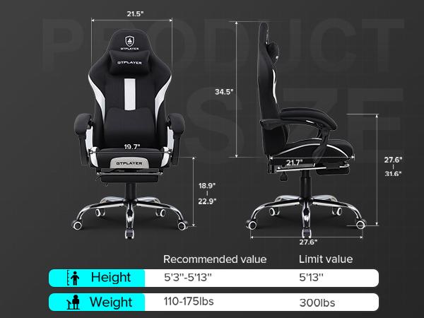 【Totally revamped!】 Better than ever! Gaming Chair Breathable Fabric Computer Chair with Pocket Spring Cushion, Ergonomic Computer Chair with Footrest, Lumbar Suppport