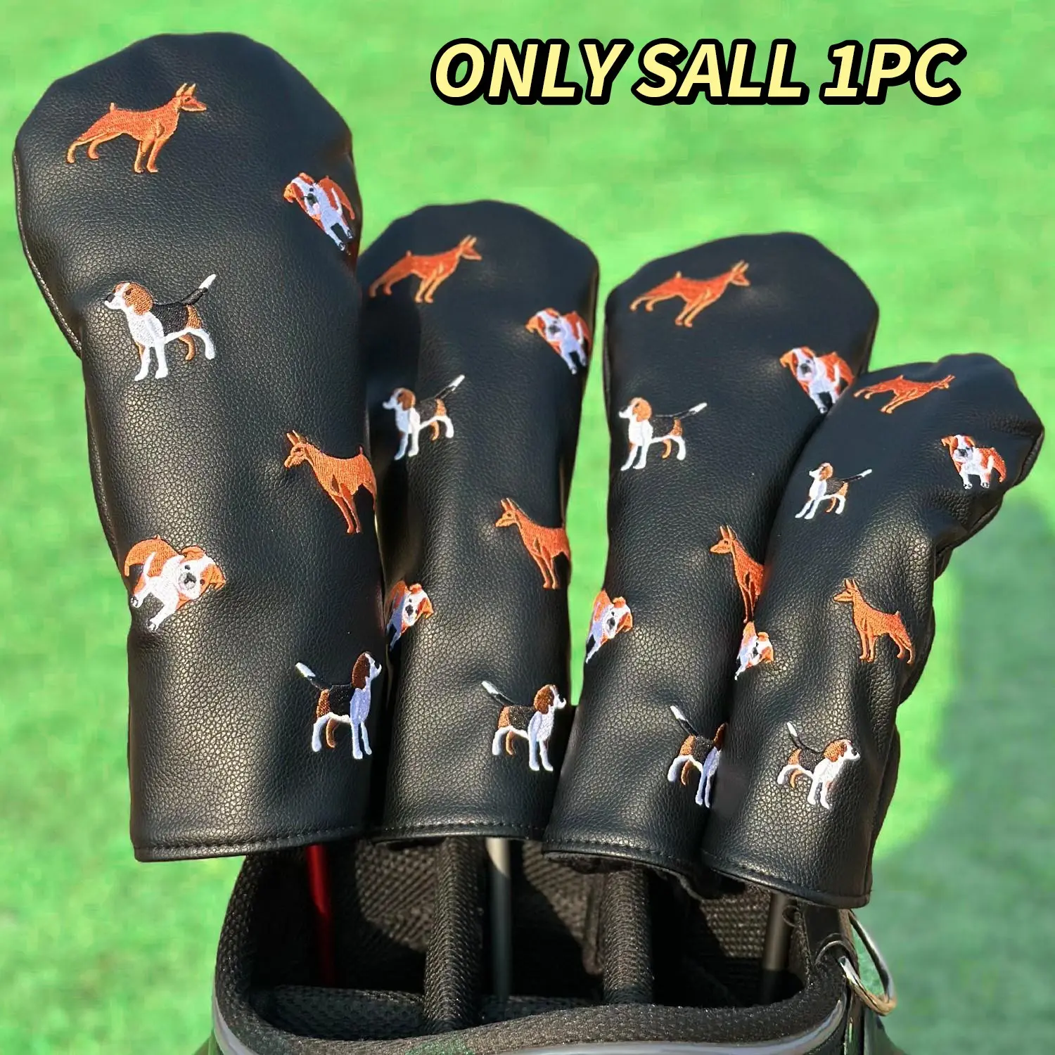 Dog Design Golf Club Cover, 1pc/4pcs Protective Head Cover, Suitable for Outdoor Enthusiasts, Male & Female Golfer Accessory, Golf Accessories