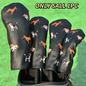 Dog Design Golf Club Cover, 1pc/4pcs Protective Head Cover, Suitable for Outdoor Enthusiasts, Male & Female Golfer Accessory, Golf Accessories