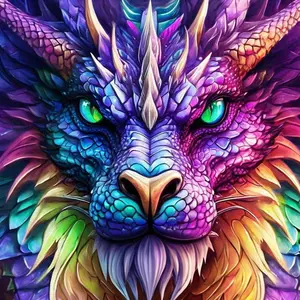5D DIY Full Diamond Round Diamond Painting - Diamond Art Painting Kit Colorful Dragon Head Mosaic, Canvas - DIY Decorative Painting, Home Wall Decoration, Perfect for Halloween, Christmas, Independence Day, Birthday, and Anniversary Gifts