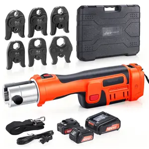 18V Electric Pipe Crimping Tool For Copper Pipes From 1/2 In To 2 In, 32 kN ProPress Tool With 6 VUS Jaws, Includes 2x4Ah Batteries, Fast Charger And Carrying Case; Compatible With 1 In, 1-1/4 In, 1-1/2 In, And 2 In Fittings