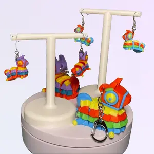 Flexi Pinata Fiesta Earrings and Keychains - Backpack Bling - Vibrant 3D Printed Accessories - Viva Fiesta Charms Vivid Party