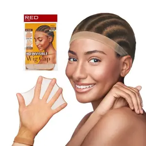 RED by Kiss 2 PCS HD Invisible Wig Caps for Women Men, Ultra Stretchy Thin Stocking Sheer Breathable Nylon Comfortable for Lace Front Wig, One Size Fits All