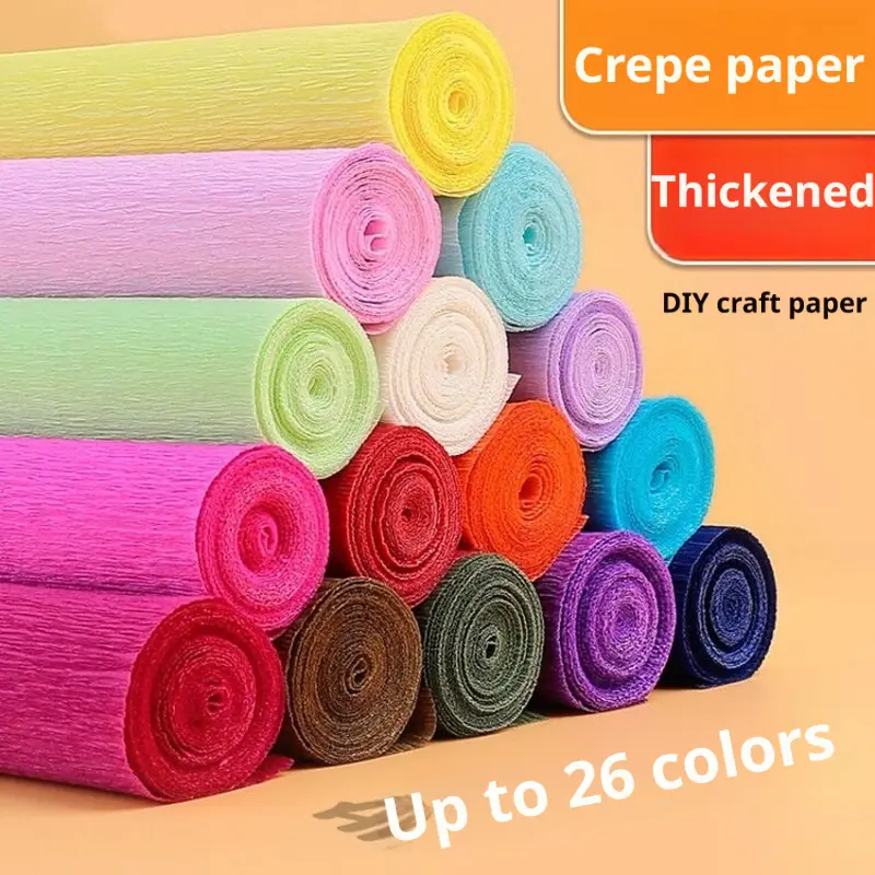 Curled edge colored crepe paper, DIY handmade folding paper, thickened paper for carnations and roses, hand-kneaded paper