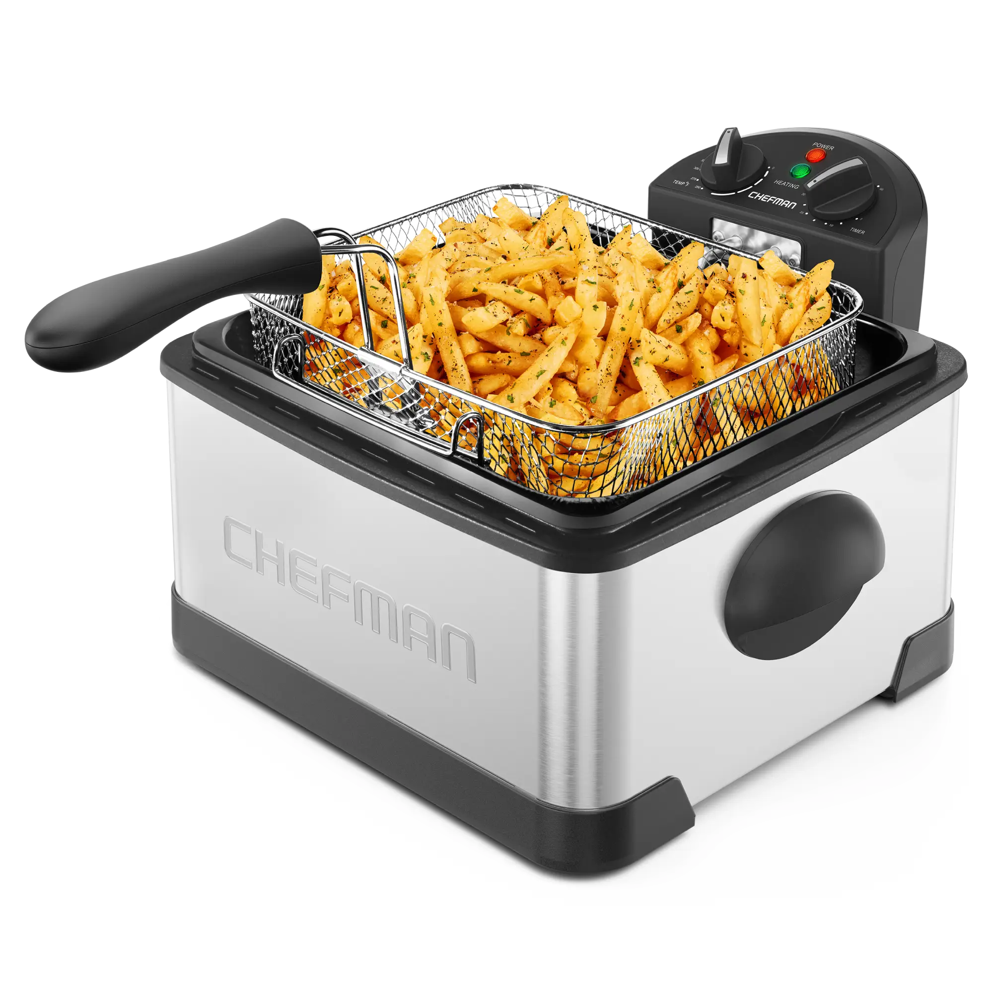 Chefman 4.5L Deep Fryer, XL Capacity, Adjustable Temperature & Timer - Stainless Steel