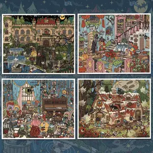 Evil Fairy Tales Scenery Stickers, Cartoon Halloween Stickers, Sticker Sheets, Horrible Cartoon Scenes, Scary Style, Chilling Old Castle, DIY 3D, Casual Fun, Scrapbooking, Decorative Stickers