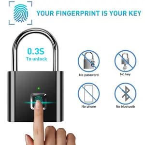 Fingerprint Padlock, Ultra Light One Touch Open Fingerprint Lock with USB Charging for Gym, Sports, School Employee Locker, Fence, Suitcase, Bike No App, No Bluetooth, No Trouble