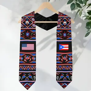 Puerto Rican Graduation Stole 2026, Puerto Rico USA Flag V Shape Sash, Hispanic Pride Graduation Scarf, Senior Grad Ceremony Accessory