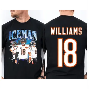 ICEMAN WILLIAMS Number 18 Graphic T-Shirt, Unisex 100% Cotton Bear Football Lover Tee, Team Pride Fan Gift Merch