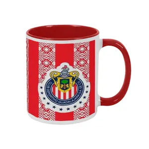 Chivas Guadalajara Soccer Mug Double-Sided Printed Red & White Ceramic Coffee Cup for Mexican Football Fan Gift & Daily Use