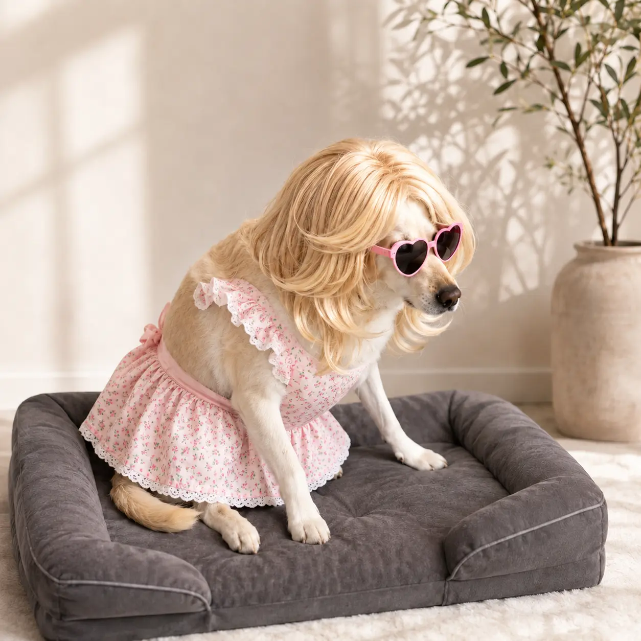 【Pet Wig】Funny Dog Wig Costume, Cute Pet Wig for Dogs and Puppies, Adjustable Dog Hair Wig with Stylish Hairstyle, Pet Dress Up Accessory for Birthday Party, Photoshoot, Halloween and Dog Lovers Gift
