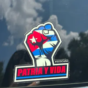 Patria y Vida Sticker - Patria y Vida with #SOSCuba Design - Flag Motif - waterproof sticker
