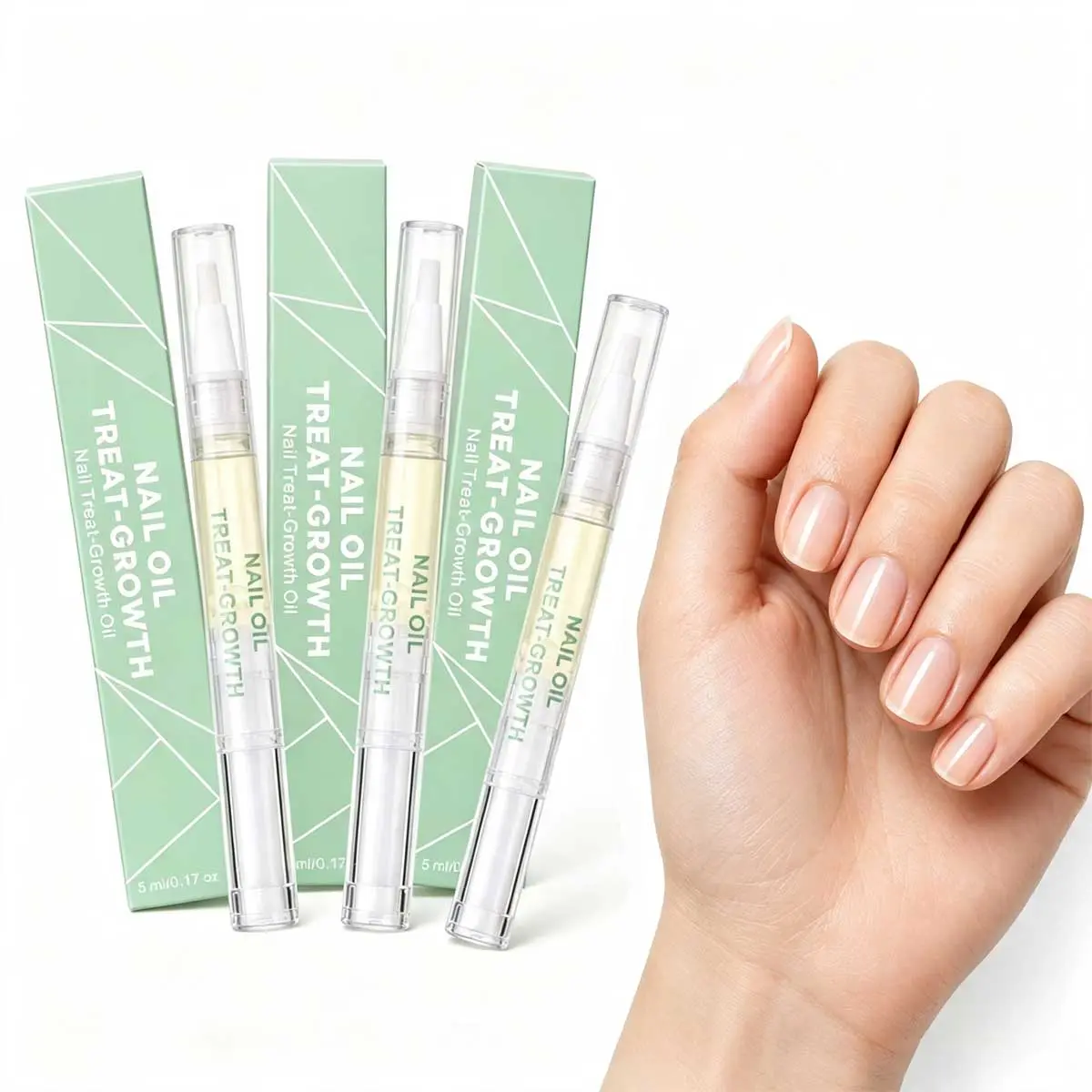 Nail Growth Oil Cuticle Oil Pen for Weak Brittle Nails 3-Pack, Botanical Nourishing Nail Strengthener Serum for Gel & Press-On Nails Care
