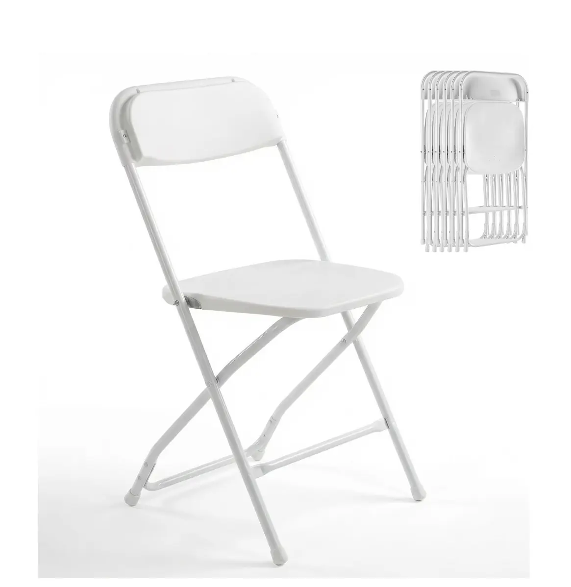 6 Pack Plastic Folding Chairs White Heavy Duty Indoor Outdoor Portable Stackable Chairs for Party Office Event