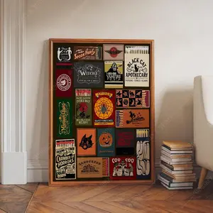 Halloween Matchbooks Art Print | Autumn Poster | Halloween Wall Art | Matchbook Art | Vintage Halloween Art | Printable Unframe