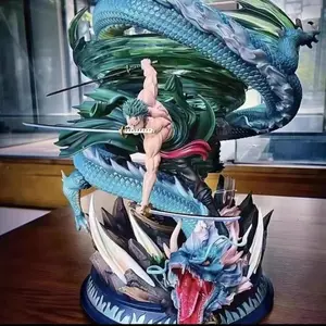 31cm  Roronoa Zoro GK Figure - Three Thousand Worlds Action Statue, Double Head Carving Anime Model, Collectible Roronoa Zoro Ornament, Perfect Birthday Gift for Men & Anime Fans, High-Quality Manga Room Decor