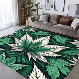 Leaf Pattern Flannel Area Rug, 1 Count Non-slip Soft Floor Mat, Decorative Carpet for Home Living Room Bedroom Kitchen Study Room
