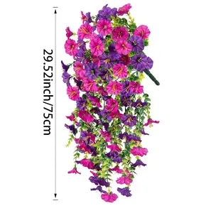 6 Piece UV-Resistant Artificial Violet with Eucalyptus Leaves, Outdoor Fade-Proof Fake Decorative Flowers for Garden, Patio, Porch, Wedding Decor