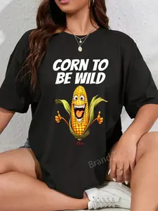 100% Cotton Funny Corn Shirt Men Women Corn On The Cob Costume Farmer T-Shirt