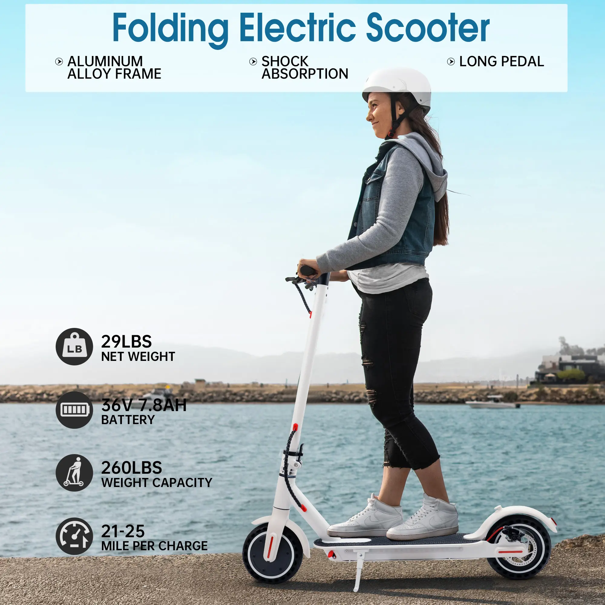 Portable Smart Scooter, Powerful Foldable Electric Commuter Scooter with Bluetooth&Light - 8.5" Folding Design, 35KM Range, APP Control for School City Commute