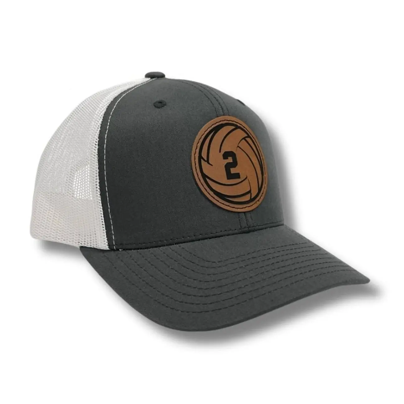 Volleyball Personalized Player Number Trucker Hat  Leather Patch Richardson 112