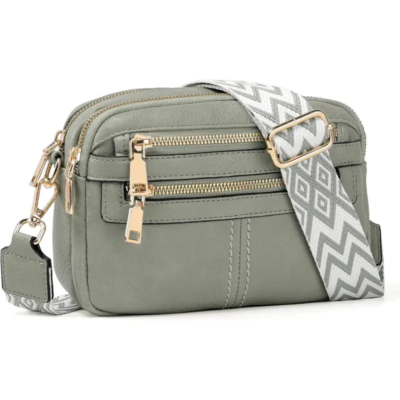 Women's Vegan PU Leather Crossbody Multi-Function Bag - 6-Pocket Casual Commuter Zipper Purse with Shoulder Straps, Hands-Free for Water Polo Sports, Crossbody Wear, Casual Commuter Bag, Purses