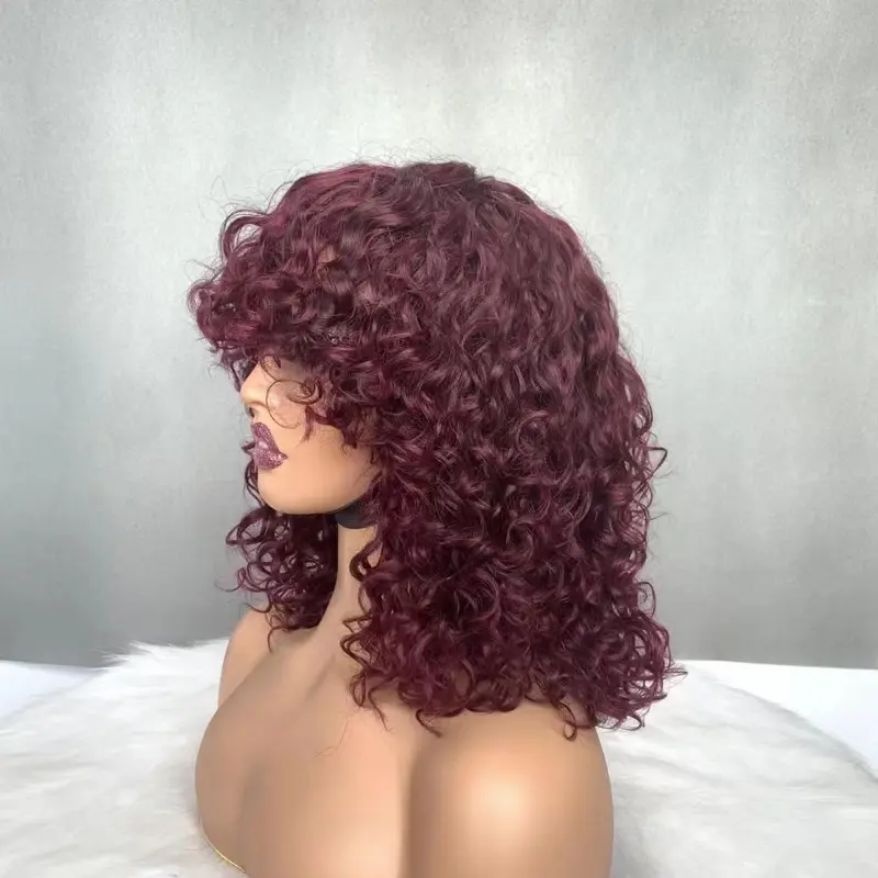 Burgundy Human Hair Wig - Soft and Natural Look for Everyday Wear