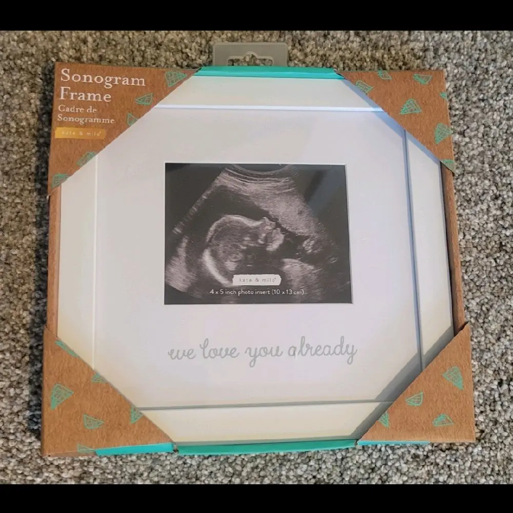 "We Love You Already" Sonogram Ultrasound Picture Frame White Easel 9.13" W x 8.88" H x 0.5" D 4"x6" Photo Insert Perfect Baby Gift for New Parents