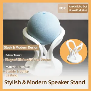 2 PCS HomePod Mini Stand - Futuristic Minimalist Design, Sturdy Storage Rack for Living Room/Office/Bedroom, Stylish Home Decor for Tech & Design Enthusiasts