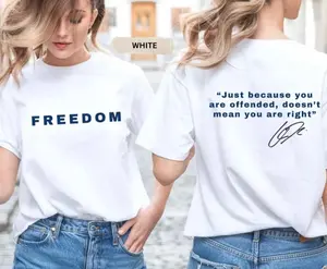 2 Sides Justice for Charlie Kirk, Freedom Shirt, Charlie quotes, Just because you are offended, doesn’t mean you are right - Pick Your Shade