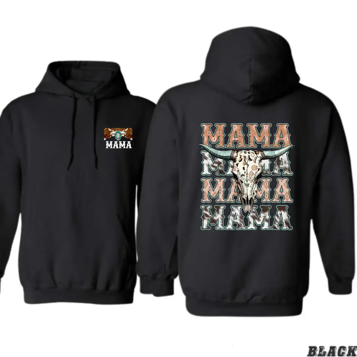 Western Mama Hoodie – Rustic Cow Skull and Vintage Typography Design, Country Lifestyle Pullover for Cowgirls, Farm Wife, Ranch Lovers, Warm Unisex Hoodie, Casual Outdoor Wear