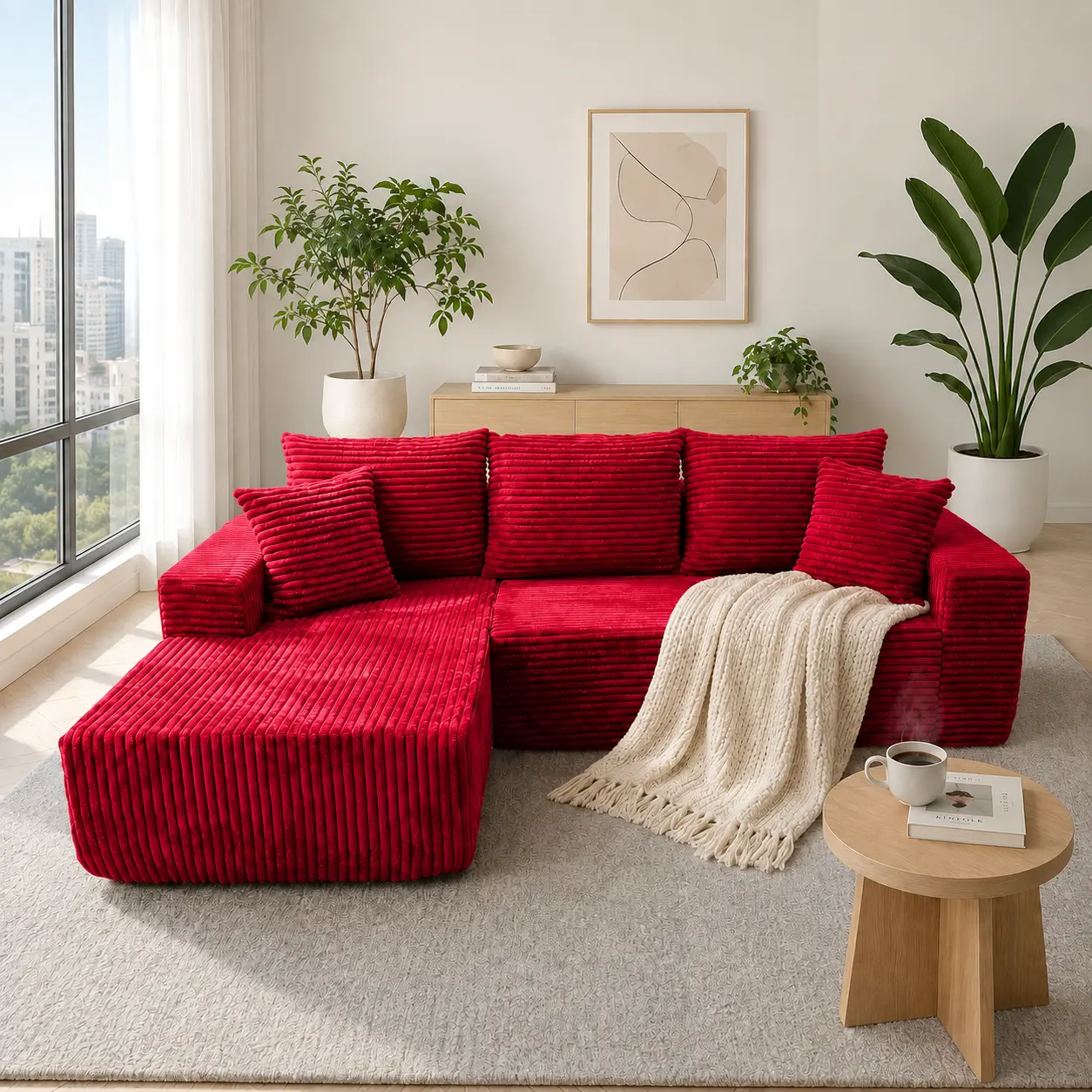 96" Rose Pink Cloud Couch, Oversized Boneless Sofa Couch, Modular L Shaped Sectional Sofa for Living Room, Chenille Deep Seat Comfy modern Couch, Soft Plush Lazy Sofa, No Assembly Required, l-shaped Flexible Combination Furniture