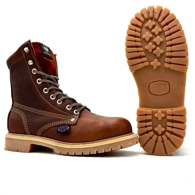 White Wolf WW-951 Grizzly Brown Lace Up Moc Toe Work Boot Dual Density Goodyear Welt - Oil and Slip Resistant, Closed Design, Durable Goodyear Sole, Anti-Fatigue Features - Boy