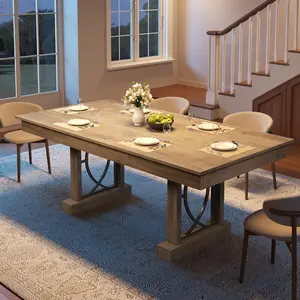 Dining Table for 6-8 with 2 Drawers, 71-Inch Rectangular Kitchen Table with Large Tabletop & Strong Metal Frame, 6 ft Wood Large Dinner Table, for Kitchen, Dinner