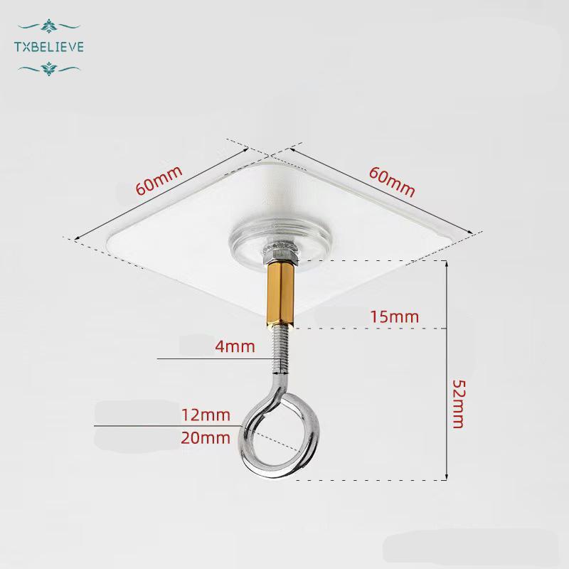 2PCS Self Adhesive Metal Ceiling Hooks Wall Mounted No Punching Plants Flower Pots Lanterns Hanging Holder Home Organizer“Transparent”