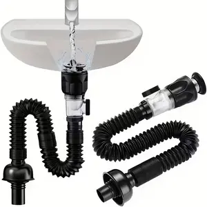 Bathroom Sink Drain Kit with Expandable P-Bend, Durable Stainless Steel & Abs Materials, Straight or Side Mounted, Home Decor Accessories
