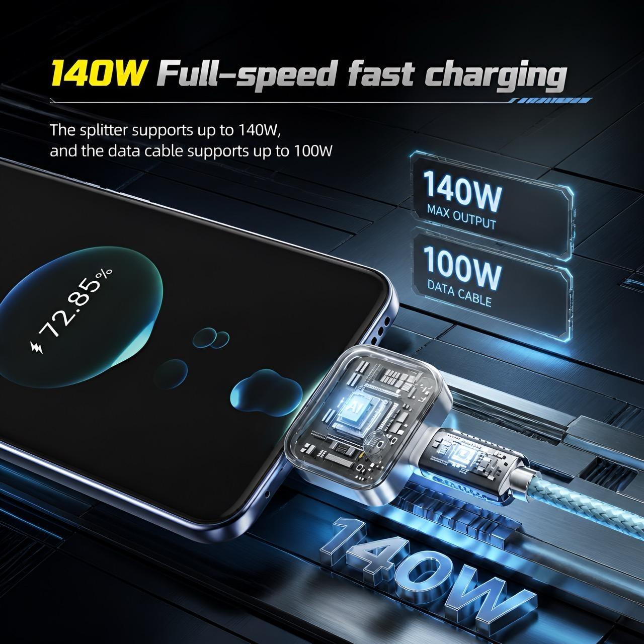 140W USB-C Auto Eject Battery Guard – Smart Auto Stop Charging Adapter, Physical Power Cutoff Anti Overcharge Protection for Safe Overnight Charging, Compatible with Phones, Laptops & Tablets Cellphone Electronic Smartphone Charger
