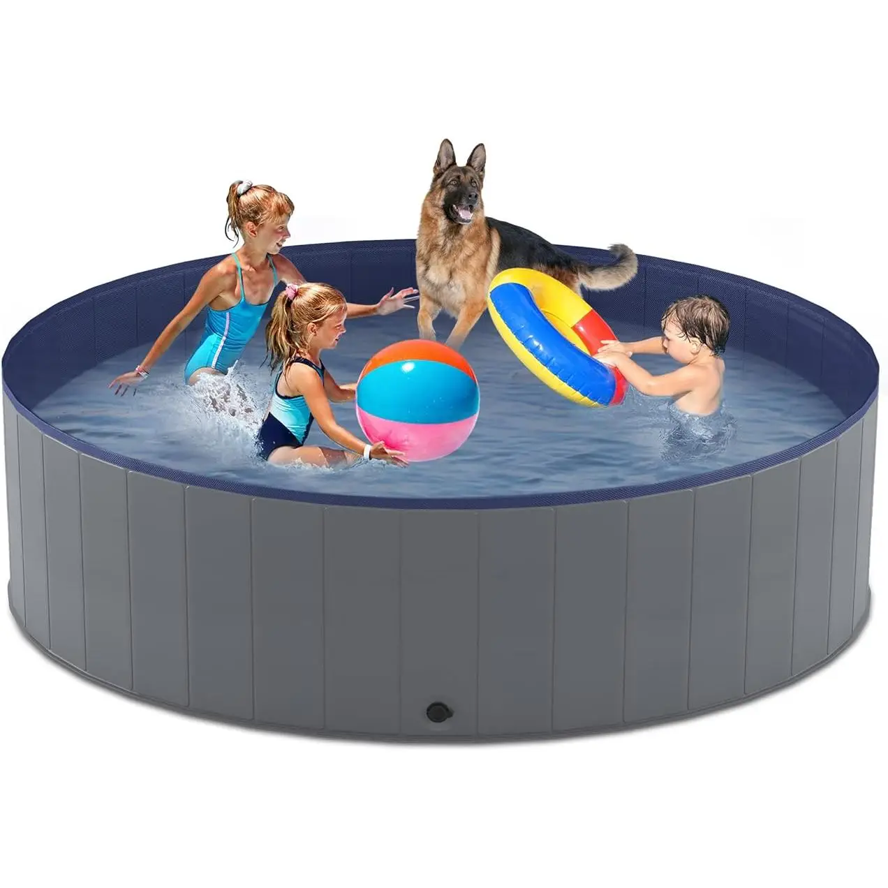 Niubya Portable Dog Pool, Foldable Pet Swimming Pool, Anti-Slip Collapsible Pet Bathtub, Hard Plastic Bath Pool for Pets Dogs and Cats, 71 x 16 Inches