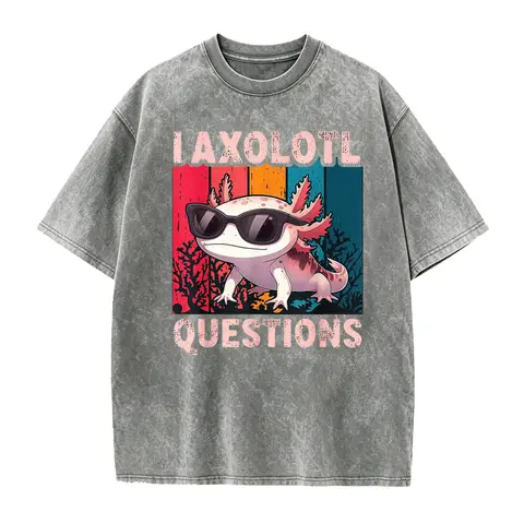 I Axolotl Questions Retro Graphic T-Shirt for Mens & Womens – Fun Casual Short Sleeve Tee with Bold Colorful Design, Round Neck, Soft Stretch Fabric, Perfect for Summer