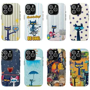 Petee the Cat Tough Phone Case Trendy Artistic Cool Cat Designs for Style Protection Cute Gift Lightweight Slim Shock Resistant TPU Lining for iPhone 17 Pro Max 17 Air 17Pro 16 15 14 13 12 11 Pro Max