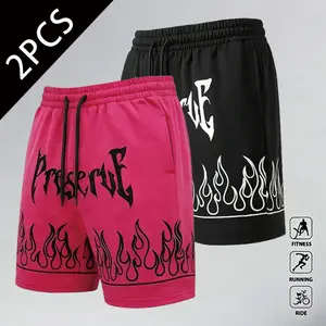 Preserve Letter Graphic Shorts, Hip Hop Streetwear Elastic Waist Shorts