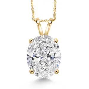 Gem Stone King 2.50 Ct IGI Certified Lab Grown Diamond Pendant Necklace For Women in 14K Yellow Gold | Oval Cut | F-G Color | VS1-VS2 Clarity | With 18 Inch Gold Chain