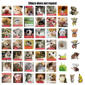 Cute Stickers 50 Pcs Cat Meme Kawaii Vinyl Sticker Shopping Scrapbooking Decals Waterproof Easy Re-Use for Water Bottle Laptop Phone Gifts for Child Friends Lovers Stickers for messages Easter