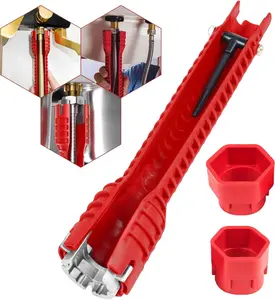 8-in-1 Faucet and Sink Wrench Multifunctional Installer for Bathroom Kitchen Sink Maintenance Disassembly of Water Pipe Tools Aluminum Structure Anti-Slip Professional Plumbing Tool