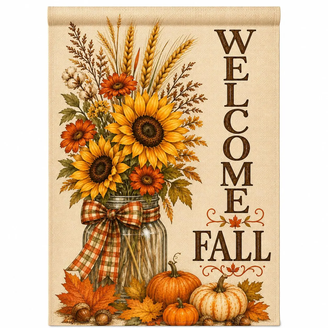 12x18 Inch Double-Sided Fall Garden Flag, Welcome Sunflower Pumpkin Yard Decoration, Triple-Layer Blackout Autumn Outdoor Piece for Porch Lawn, Stand Not Included (Garden Flag 1)