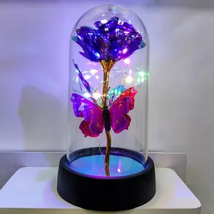 Forever Rose for Women Mom Wife,Mothers Day Forever Rose  Ideas,Galaxy Rose Flower Light Up in Glass Dome, Eternal Roses Birthday Butterfly Gifts for Women