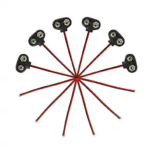 10-Pack Snap 9V Battery Clip Connectors - T-Type Black Cable Connectors for Electronics Projects TIKA