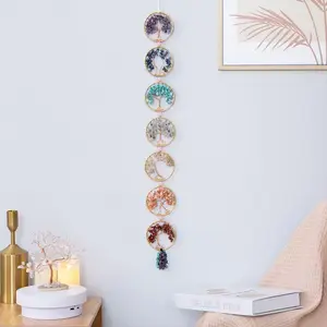 Tree of Life 7 Chakra Crystal Wall Hanging, Ideal Meditation and Home Decor, Perfect Christmas Gift for Female Enthusiasts, Home Decor Ornaments