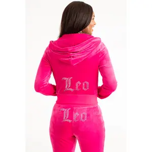 Juicy Couture Leo Customizable Big Bling Velour Hoodie